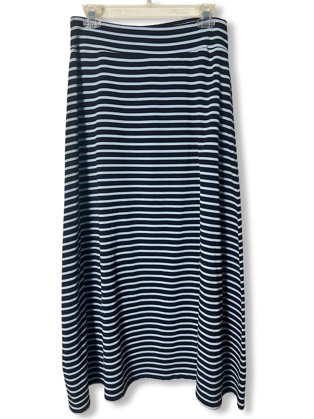 Talbots Women's Navy Light Blue Striped Maxi Skirt Pull On Coastal NWT Sz. XS